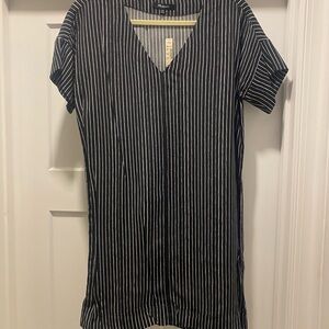 Madewell Black and White Striped Short Sleeve Shift Dress NWT